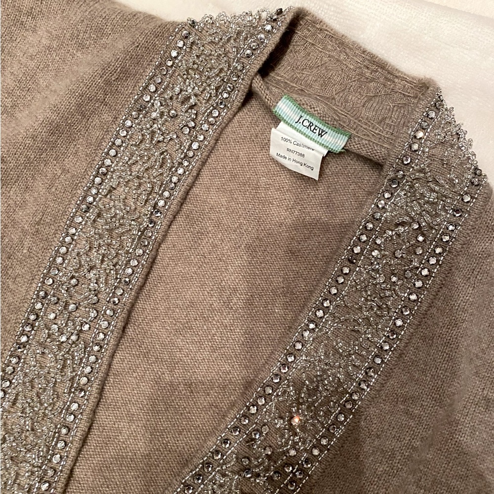 J Crew Cashmere Cardigan with beaded detail